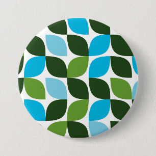 Blauw, groen, cool, trendy, moderne abstracte natu ronde button 7,6 cm