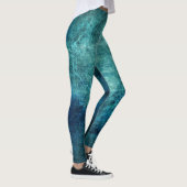 Blauw Groen Distressed Batik Look Leggings (Rechts)