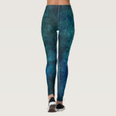 Blauw Groen Distressed Batik Look Leggings (Achterkant)