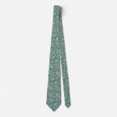 Blauw, Groen en Blauwgroen Floral & Swirl Pattern Stropdas (Voorkant)