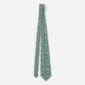 Blauw, Groen en Blauwgroen Floral & Swirl Pattern Stropdas (Achterkant)