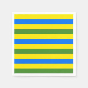 Blauw Groen en Geel Strepen Ontwerp Servet