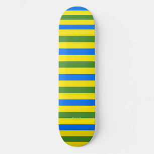 Blauw Groen en Geel Strepen Ontwerp Skateboard
