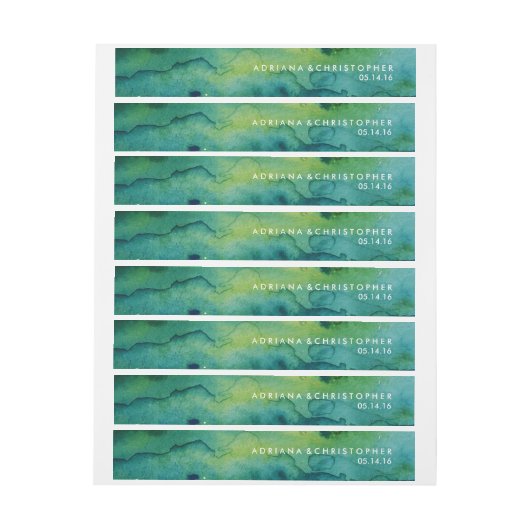 Blauw Groen en Goud Splatter Custom Wrap Label Omwikkelbaar Adreslabel (Vel)