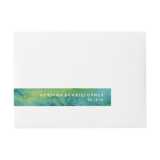 Blauw Groen en Goud Splatter Custom Wrap Label Omwikkelbaar Adreslabel (Voorkant)