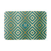 Blauw-groen en goudmatig geometrisch patroon badmat (Voorkant)