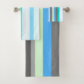 Blauw, groen en grijs Abstract Strepen Bad Handdoek (Insitu)