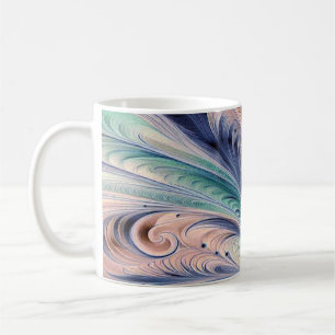 blauw, groen en perzik marmering koffiemok