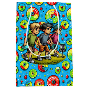 Blauw, groen en rode schijf Golf thema verjaardag Medium Cadeauzakje