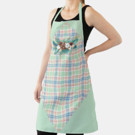 Blauw groen en roze speldenband schort