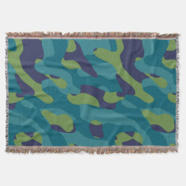 Blauw Groen en Teal Camo Abstract Deken