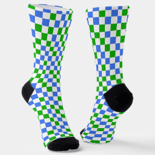 Blauw Groen En Wit Geruit Patroon Sokken
