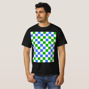 Blauw Groen En Wit Geruit Patroon T-shirt