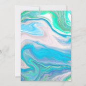 Blauw, groen en wit marmer fluid Art Weddenschap Kaart (Achterkant)