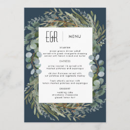 Blauw Groen Eucalyptus Lijst Zwart op Wit Menu