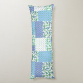  blauw groen faux patchwork Snowdrop Patroon Lichaamskussen (Achterkant (Verticaal))