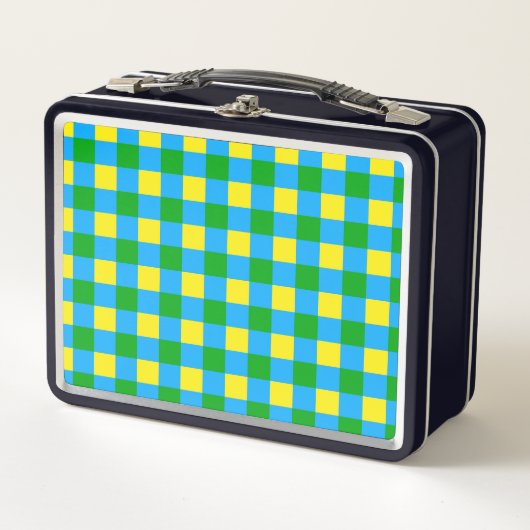 Blauw Groen Geel Check Plaid Pattern Design (Voorkant)