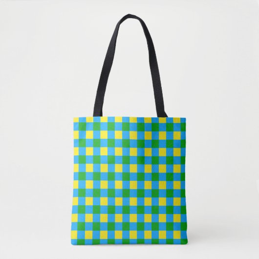 Blauw Groen Geel Check Plaid Pattern Design Draagtas (Voorkant)