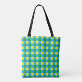 Blauw Groen Geel Check Plaid Pattern Design Draagtas (Achterkant)