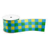 Blauw Groen Geel Check Plaid Pattern Design Lint (Spoel)