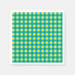 Blauw Groen Geel Check Plaid Pattern Design Servet