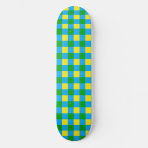 Blauw Groen Geel Check Plaid Pattern Design Skateboard