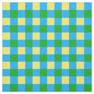 Blauw Groen Geel Check Plaid Pattern Design Stof