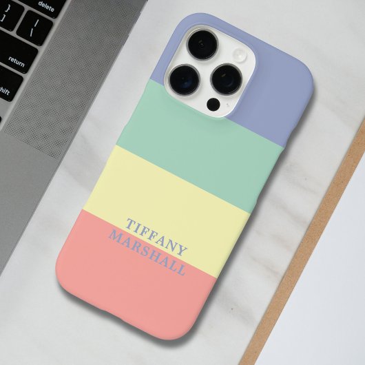 Blauw, Groen Geel en Koraal Roze Strepen Patroon Case-Mate iPhone Case