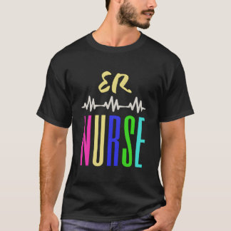 Blauw Groen Geel Meerkleurige Spoedeisende Verplee T-shirt