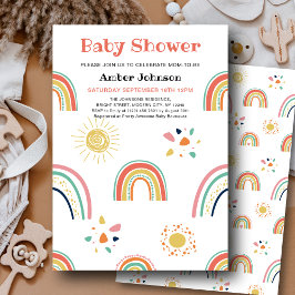 Blauw Groen Geel Regenboog Leuk Meisje Baby shower Kaart