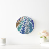 Blauw groen geel uniek patroon ronde klok (Huis)