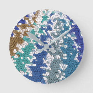 Blauw groen geel uniek patroon ronde klok