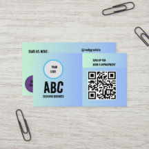 Blauw Groen Gemengde Schoonmakende Diensten QR Cod