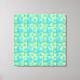 Blauw Groen Geruit Abstract Patroon Canvas Afdruk
