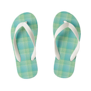 Blauw Groen Geruit Abstract Patroon Kinder Teenslippers