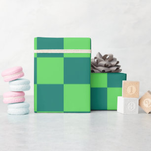 Blauw groen geruit gingham patroon cadeaupapier