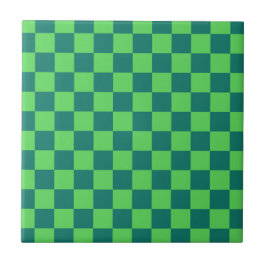 Blauw groen geruit gingham patroon tegeltje