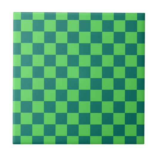 Blauw groen geruit gingham patroon tegeltje (Voorkant)