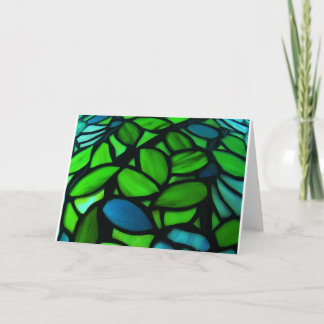 Blauw Groen  Glas in lood Note Wenskaart Kaart