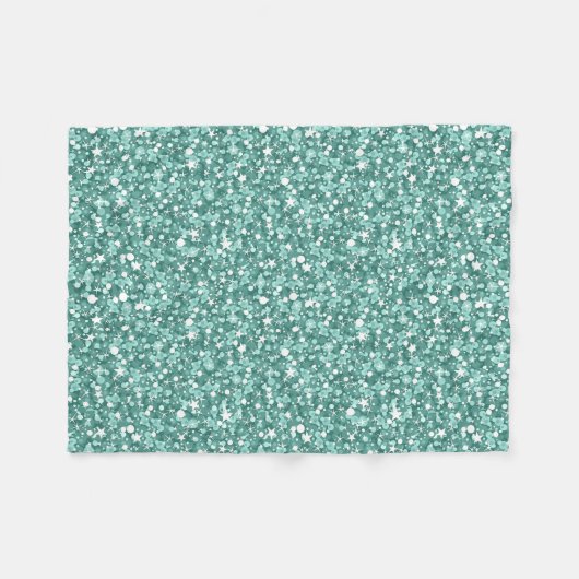 Blauw-Groen Glitter Fleece Deken (Voorkant (Horizontaal))