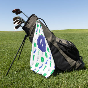 Blauw & Groen Golf Monogram Golfhanddoek