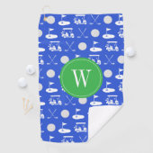 Blauw & Groen Golf Monogram Golfhanddoek (Insitu)