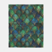 Blauw Groen Goud Art Deco Geometrisch Ontwerp Fleece Deken (Voorkant)
