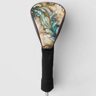 Blauw Groen Goud Bladerrijk Tuin Bloemmotief Paisl Golfheadcover