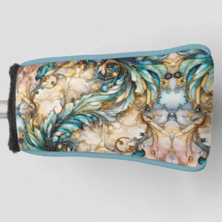 Blauw Groen Goud Bladerrijk Tuin Bloemmotief Paisl Golfheadcover