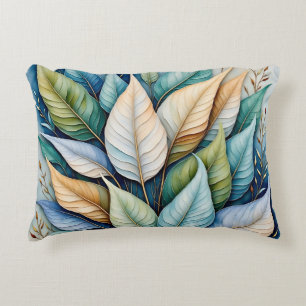 Blauw Groen goud latte Bladeren Accent Kussen