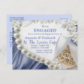 Blauw, groen, gouden zijde en Verloving voor ivore Uitnodiging Briefkaart (Voorkant / Achterkant)