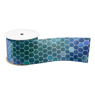 Blauw groen honingraatpatroon lint