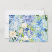 Blauw Groen Hydrangea Bloemenbruiloft RSVP Kaart (Achterkant)