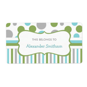 Blauw Groen kinderdagverblijf schoolbenodigdheden  Etiket